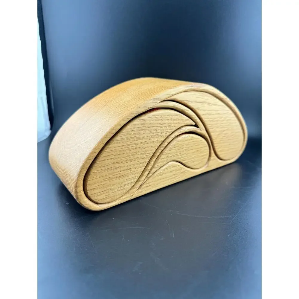Vintage Wood Bandsaw Jewelry Box - Short